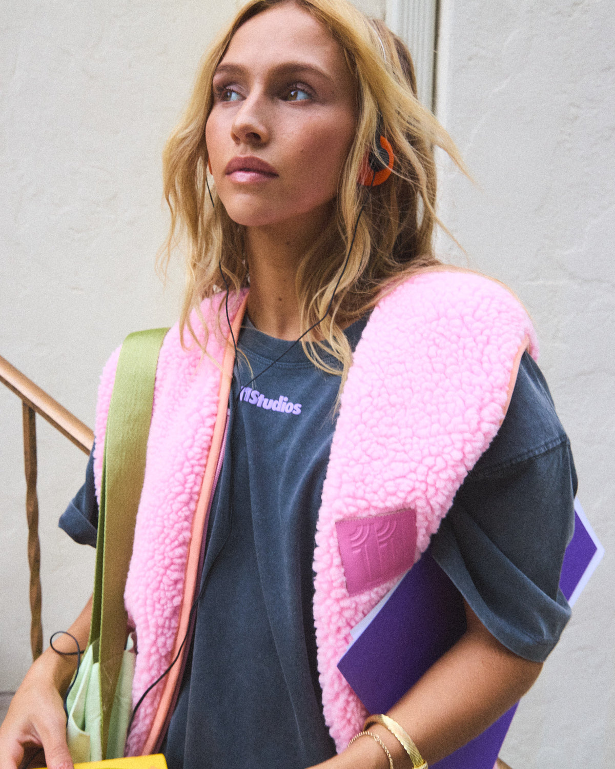 The Teddy Vest in Wool Mix - Pink Cosmos