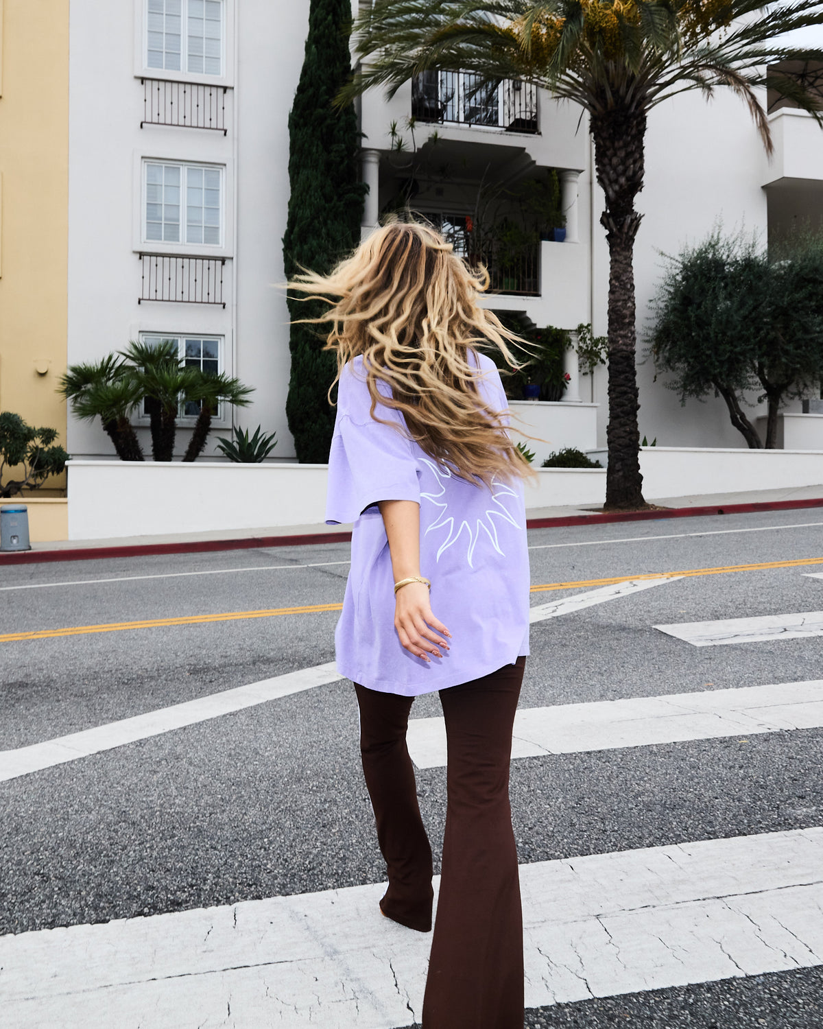 The Flare Leggings - Brown with White stripes
