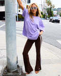 The Flare Leggings - Brown with White stripes