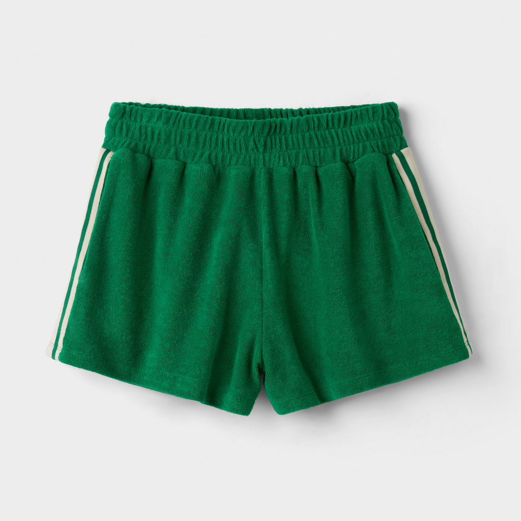 The Sporty Terry Shorts - Green Stripe
